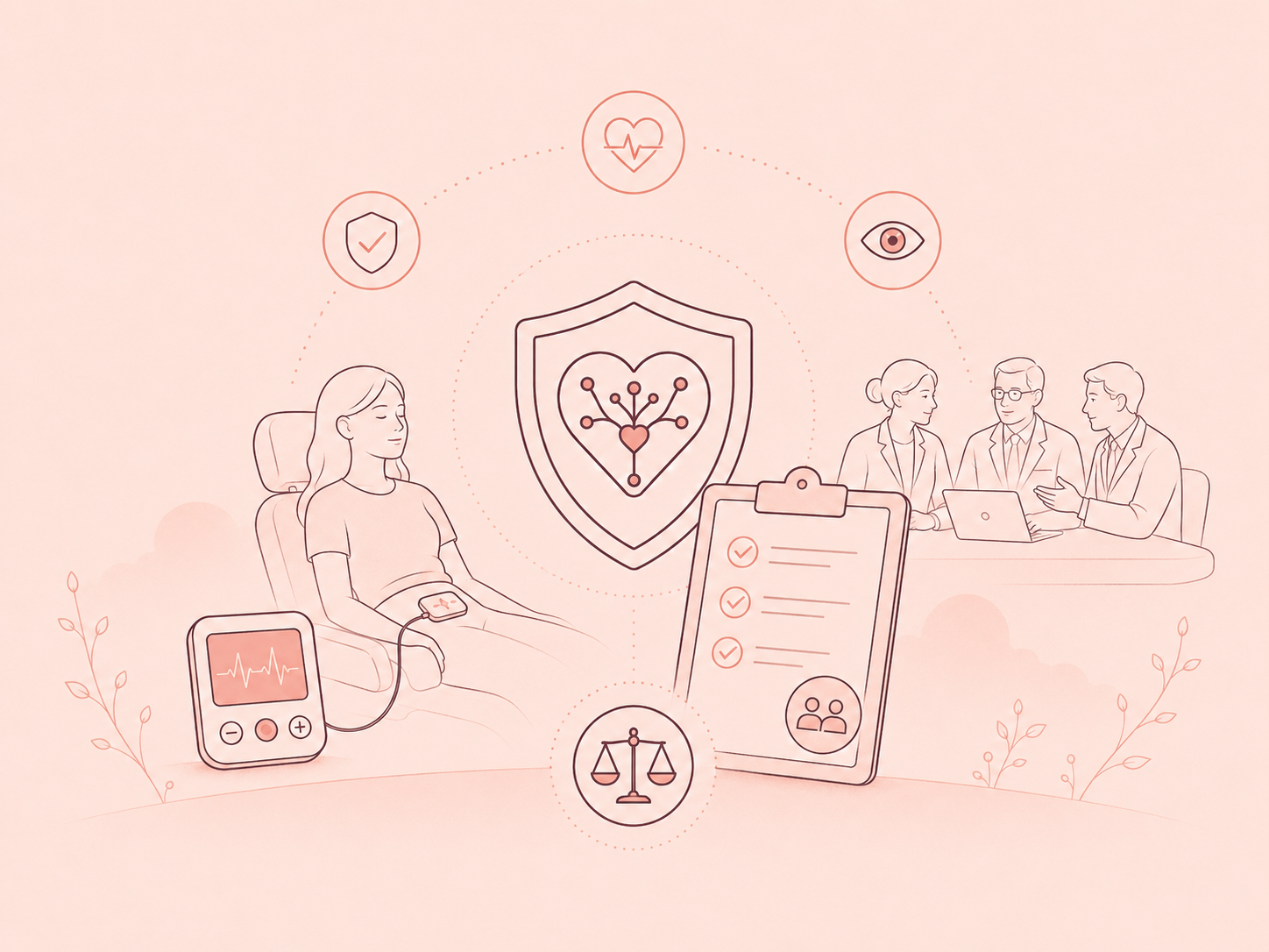 Safety, collaboration, and ethical development illustration